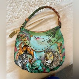 Anuschka jungle purse with braided handle